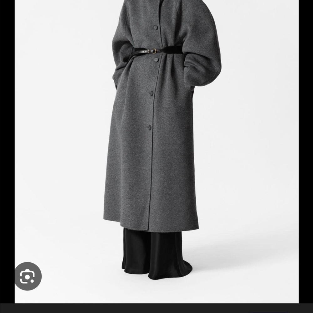 & Other Stories Funnel Neck Gray Long Coat